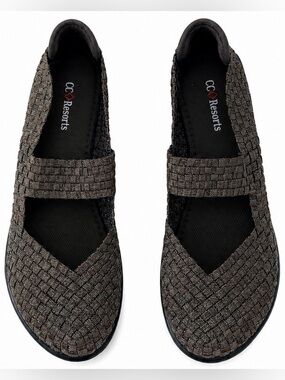 CC Resorts Women's Platinum Color Woven Mary Jane Wedges, Size 10, NWOT